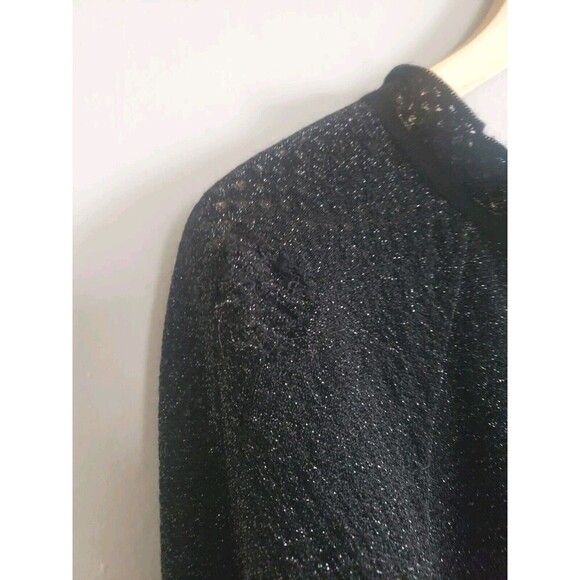 Tory Burch Dress Women's  Large Black Metallic Wool Blend Lightweight Event - Picture 11 of 12